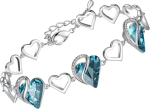 zircon blue Heart Link Bracelets