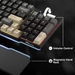 Volume control and magnetic hand rest