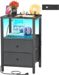 Nightstand with charging station and Lights