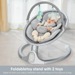 foldable toy stand with 2 toys